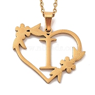 Vacuum Plating 201 Stainless Steel Pendant Necklaces, Letter J, 12.28 inch(31.2cm)(NJEW-R267-02J-G)