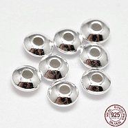 925 Sterling Silver Spacer Beads, Saucer Beads, Silver, 8x4mm, Hole: 2.5mm, about 43pcs/20g(STER-F019-03D)