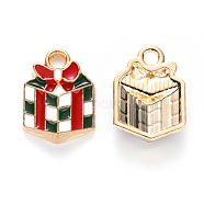 Alloy Enamel Charms, for Christmas, Christmas Gift, Light Gold, Colorful, 14x10x3mm, Hole: 2mm(X-ENAM-S121-113)