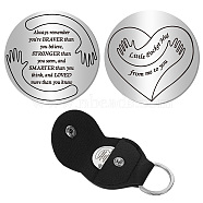 1Pc 201 Stainless Steel Commemorative Coins, Inspirational Quote Coin, Flat Round, with 1Pc PU Leather Guitar Clip, Heart, Coin: 30x2mm(AJEW-CN0001-92B-01)