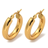 202 Stainless Steel Hoop Earring, with 304 Stainless Steel Pins for Women, Golden, 27x5mm(EJEW-H003-18G)