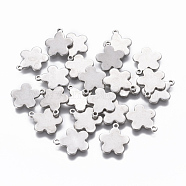 201 Stainless Steel Charms, Flower, Stainless Steel Color, 13.5x12x1mm, Hole: 1.2mm(STAS-L234-097P)