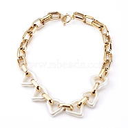 Acrylic & CCB Plastic Chain Necklaces, with 304 Stainless Steel Toggle Clasps, Golden, Beige, 16.54 inch(42cm)(NJEW-JN03329-01)