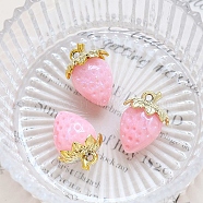 Acrylic Pendants, Strawberry, Pearl Pink, 32x23mm(PW-WG59062-03)