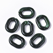 Acrylic Linking Rings, Quick Link Connectors, For Jewelry Chains Making, Imitation Gemstone Style, Oval, Dark Green, 24x18x5mm, Inner Diameter: 13x7mm, about 380pcs/500g(OACR-S021-18B-14)