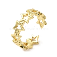 Rack Plating Brass Finger Ring, Cuff Ring, Long-Lasting Plated, Cadmium Free & Lead Free, Star, Real 18K Gold Plated, US Size 6 3/4(17.1mm)(RJEW-C072-06G)