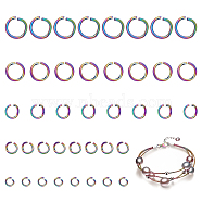250Pcs 5 Styles 304 Stainless Steel Open Jump Rings, Round Ring, Rainbow Color, 20~22 Gauge, 3.5~10x0.6~1mm, Inner Diameter: 2.3~7mm, 50pcs/style(STAS-CA0001-65)