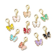 Alloy Enamel Pendant Decoration, Butterfly Lobster Clasp Charms, Clip-on Charms, for Keychain, Mixed Color, 24mm(HJEW-JM00804)