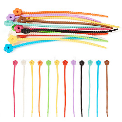 Silicone Cable Zip Ties, Cord Organizer Strap, for Wire Management, Flower, 200~220x18x7mm, 12pcs/set(AJEW-TAC0040-04B)