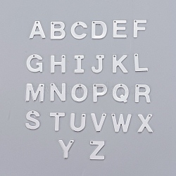 201 Stainless Steel Charms, Alphabet, Letter A~Z, Silver Color Plated, Letter A~Z, 11x5.5~12x0.6~0.7mm, Hole: 1mm, 26pcs/set(STAS-L232-007)