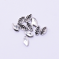 Retro Alloy Cabochons, Nail Art Decoration Accessories, Leaf, Antique Silver, 5.3x3x1.3mm(TIBE-WH0001-01AS)