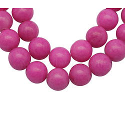 Natural Mashan Jade Beads Strands, Dyed, Round, Magenta, 8mm, Hole: 1.2mm, about 51pcs/strand, 16 inch(X-DJAD-8D-30)