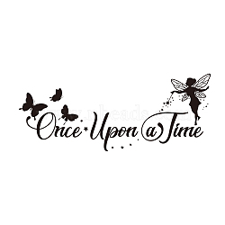 PVC Wall Stickers, for Wall Decoration, Word Once Upon A Time, Butterfly Pattern, 516x238mm(DIY-WH0377-038)