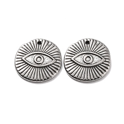 304 Stainless Steel Pendants Cabochons for Enamel, Flat Round with Eye, Stainless Steel Color, 18.5x2.5mm, Hole: 1.2mm(STAS-B024-11P)