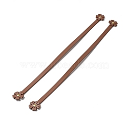 Flower End Cowhide Leather Sew On Bag Handles, with Brass Findings, Bag Strap Replacement Accessories, Saddle Brown, 54.1x3.8x0.8cm, Hole: 1.6mm(FIND-D027-17A-02)