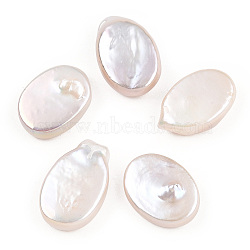 Baroque Natural Keshi Pearl Beads, Cultured Freshwater Pearl, No Hole/Undrilled, Oval, Seashell Color, 13~16x9~10x4~5mm(PEAR-N020-P42)