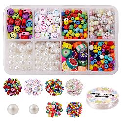 DIY Jewelry Making Kits, Including Glass Seed Beads, ABS Plastic Imitation Pearl, Acrylic Beads , Handmade Polymer Clay Beads, with Round Crystal Elastic Stretch Thread, Mixed Color, Beads: 905pcs/box(DIY-SZ0004-81)