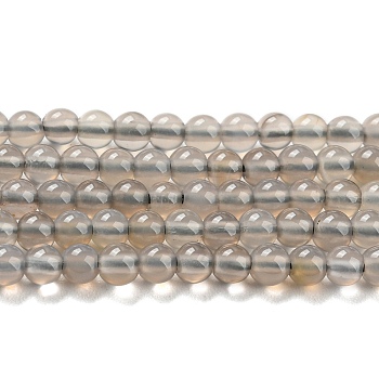 Natural Grey Agate Beads Strands, Grade AB+, Round, 3mm, Hole: 0.7mm, about 136pcs/strand, 15.83''(40.2cm)