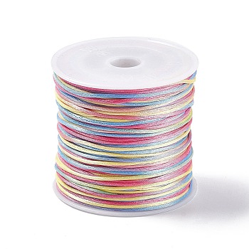 Segment Dyed Nylon Thread Cord, Rattail Satin Cord, for DIY Jewelry Making, Chinese Knot, Colorful, 1mm