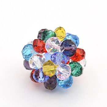 Transparent Glass Crystal Beaded Round Beads, Colorful, 22mm, Beads: 6mm
