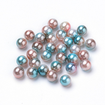 Rainbow Acrylic Imitation Pearl Beads, Gradient Mermaid Pearl Beads, No Hole, Round, Camel, 5mm, about 8530pcs/500g