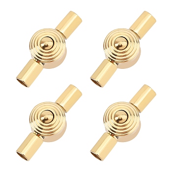 DICOSMETIC Vacuum Plating 304 Stainless Steel Screw Clasps, Golden, 21x9mm, Hole: 3.2mm, 4pcs/box