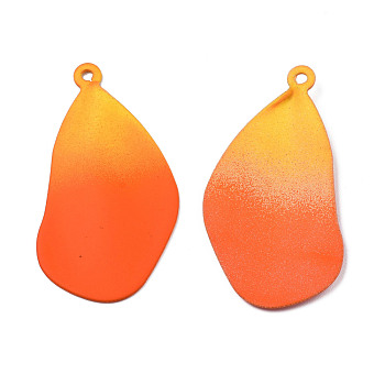 Spray Painted Iron Pendants, Leaf, Dark Orange, 46x25.5x2.5mm, Hole: 1.8mm