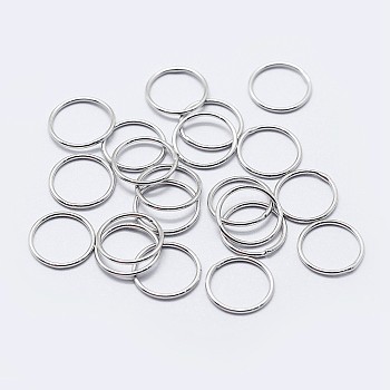 Rhodium Plated 925 Sterling Silver Round Rings, Soldered Jump Rings, Closed Jump Rings, Platinum, 18 Gauge, 6x1mm, Inner Diameter: 4mm, about 70pcs/10g