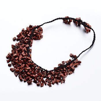 Chips Synthetic Goldstone Beaded Bib Statement Necklaces, 18 inch