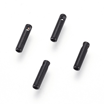 304 Stainless Steel Cord Ends, End Caps, Column, Electrophoresis Black, 7x1.6mm, Hole: 0.6mm, Inner Diameter: 1mm