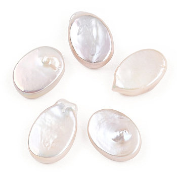 Baroque Natural Keshi Pearl Beads, Cultured Freshwater Pearl, No Hole/Undrilled, Oval, Seashell Color, 13~16x9~10x4~5mm