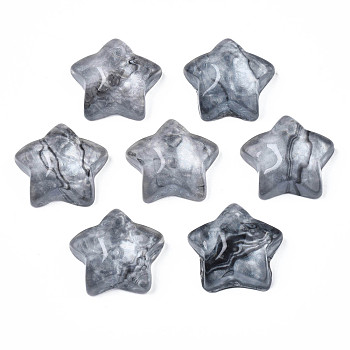Transparent Resin Cabochons, with Water Ripple, Star, Gray, 21~21.5x22~22.5x9mm