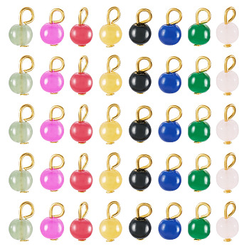 Glass Round Pendants, with Iron Findings, Golden, Mixed Color, 11mm, Hole: 3mm, about 250pcs/set