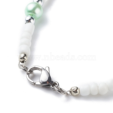 Plastic & Glass Pearl & Seed Beaded Bracelet and Necklace(SJEW-JS01255)-8