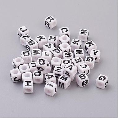 7mm White Square Acrylic Beads