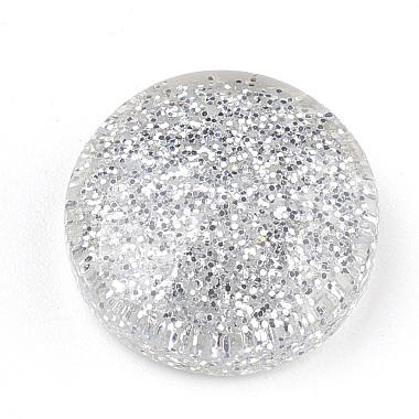 14mm Silver Flat Round Resin Cabochons
