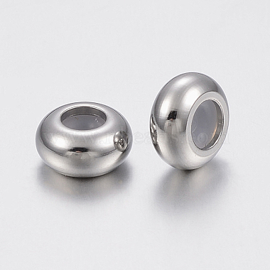 201 Stainless Steel Bead Spacers, Slider Beads, Stopper Beads, Rondelle,  Stainless Steel Color, 8x4mm, Hole: 2mm