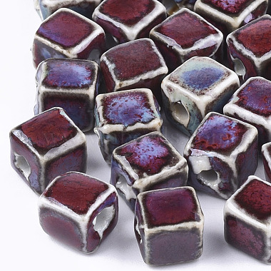8mm Colorful Cube Porcelain Beads