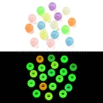 100Pcs Luminous Acrylic Beads, Glow in the Dark, Rondelle, Mixed Color, 9x6mm, Hole: 4mm(OACR-FP0001-12)