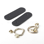 2Pcs PU Leather Purse Suspension Clasps, with Alloy D-Ring Clasps, Light Gold, Black, 50.5x16x3mm, Hole: 2.5mm(FIND-WH20023-072LG-04)