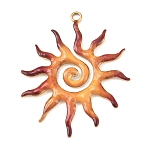 304 Stainless Steel Pendants, Sun, Sandy Brown, 40x34x2mm, Hole: 2mm(STAS-C154-01G-01)
