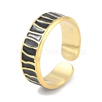 Ion Plating(IP) 304 Stainless Steel Enamel Cuff Finger Rings, Open Rings for Women, Real 18K Gold Plated, 6.5mm, Adjustable(RJEW-L107-085G-02)