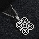 201 Stainless Steel African Dwennimmen Adinkra Symbol Pendant 304 Stainless Steel Cable Chain Necklaces for Women, Stainless Steel Color, 19.69 inch(50cm), pendant: 26x23mm(FS-WGEEA52-02)