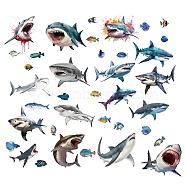 8 Sheets 8 Styles PVC Waterproof Wall Stickers, Self-Adhesive Decals, for Window or Stairway Home Decoration, Rectangle, Shark, 200x145mm, about 1 sheets/style(DIY-WH0345-072)