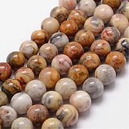 Natural Crazy Agate Beads Strands, Round, 10mm, Hole: 1mm, about 40pcs/strand, 15 inch(G-D840-70-10mm)