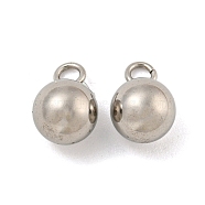 Non-Tarnish 201 Stainless Steel Charms, Round Charm, Stainless Steel Color, 9x6x6mm, Hole: 1.8mm(STAS-O004-09D-P)