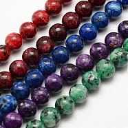 Natural Larvikite Beads Strands, Dyed & Heated, Round, Mixed Color, 10mm, Hole: 1mm, about 37pcs/strand, 15.3 inch(39cm)(G-E383-10mm-M)