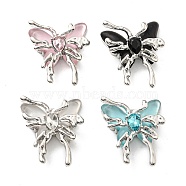 Rack Plating Alloy Resin Pendants, Glass Butterfly Charms, Long-Lasting Plated, Lead Free & Cadmium Free, Platinum, Mixed Color, 35x29x9.5mm, Hole: 3.2mm(PALLOY-K010-20P)