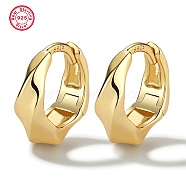 925 Sterling Silver Twist Hoop Earrings, with S925 Stamp, Real 18K Gold Plated, 12mm(CH1017-1)