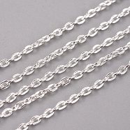 Iron Cable Chains, Unwelded, with Card Paper, Silver Color Plated, Link: 3x2mm, about 32.8 Feet(10m)/card(CH-WH0003-02S)